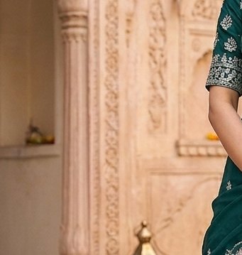 Teal Heritage Lehenga detail 5