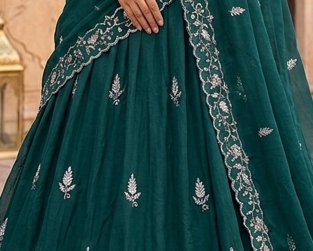 Teal Heritage Lehenga detail 6