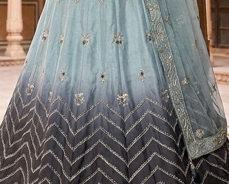 Blue Ombre Lehenga detail 6
