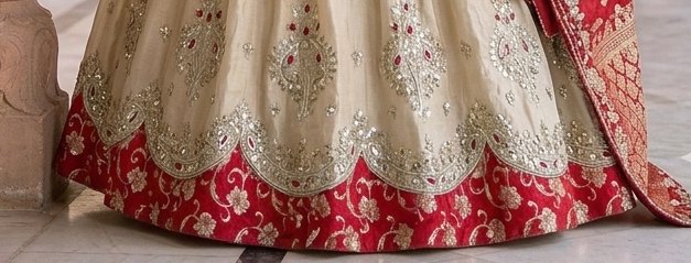 Crimson Choli Cream Lehenga detail 3