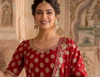 Crimson Choli Cream Lehenga detail 4