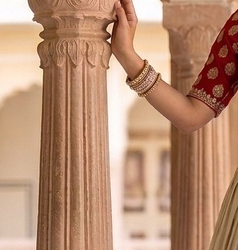 Crimson Choli Cream Lehenga detail 5