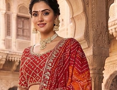 Bandhej Bridal Lehenga detail 4