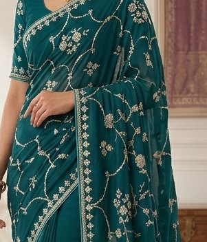 Teal Gota Patti Saree detail 2