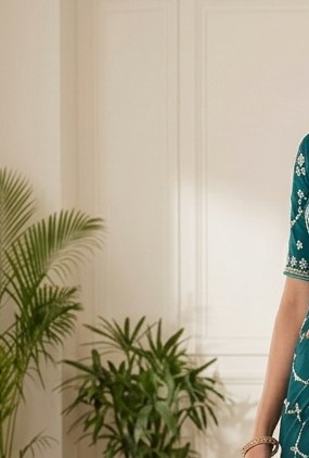 Teal Gota Patti Saree detail 5