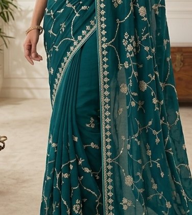 Teal Gota Patti Saree detail 6
