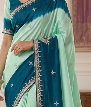 Mint Teal Gota Patti Saree detail 2