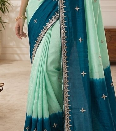 Mint Teal Gota Patti Saree detail 6