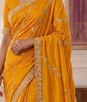 Mustard Gota Patti Saree detail 2