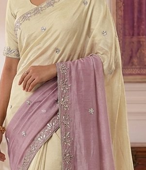 Ivory Mauve Gota Patti Saree detail 2