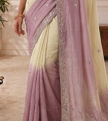 Ivory Mauve Gota Patti Saree detail 6