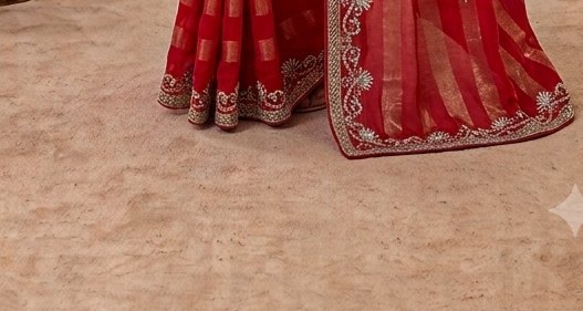 Crimson Stripe Gota Patti Saree detail 3