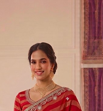 Crimson Stripe Gota Patti Saree detail 4