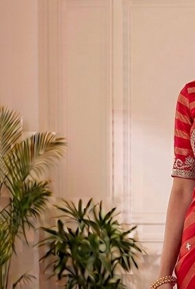 Crimson Stripe Gota Patti Saree detail 5