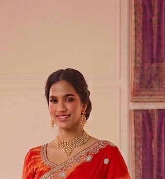 Red Orange Gota Patti Saree detail 4