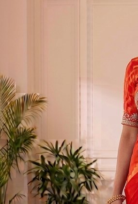 Red Orange Gota Patti Saree detail 5