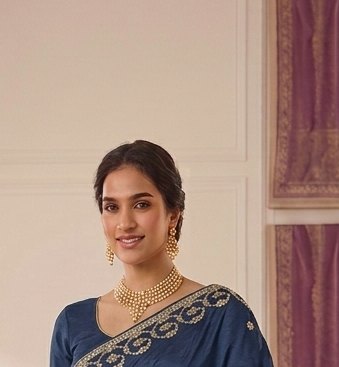Navy Blue Gota Patti Saree detail 4