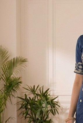 Navy Blue Gota Patti Saree detail 5