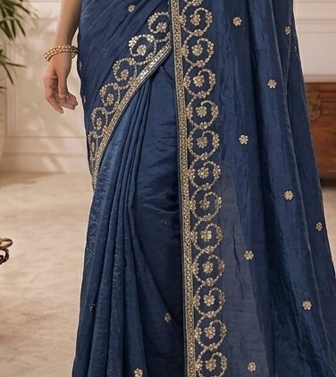 Navy Blue Gota Patti Saree detail 6