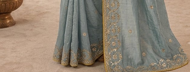 Powder Blue Gota Patti Saree detail 3