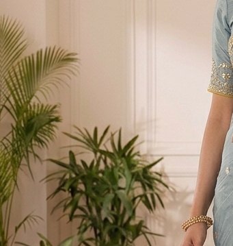 Powder Blue Gota Patti Saree detail 5