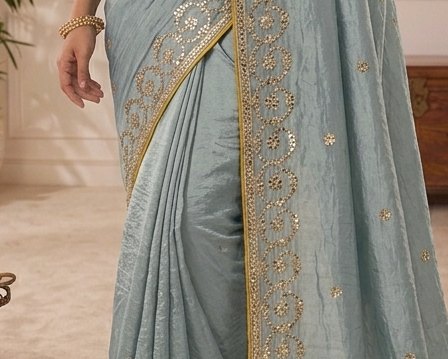 Powder Blue Gota Patti Saree detail 6