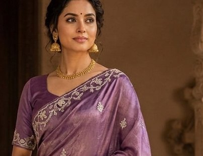 Mauve Jardoji Saree detail 4