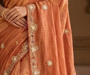 Rust Orange Jardoji Saree detail 2