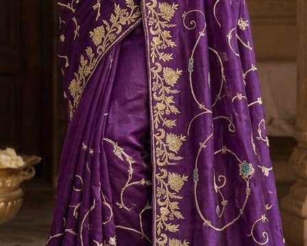Royal Purple Jardoji Saree detail 6