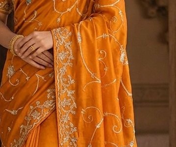 Amber Orange Jardoji Saree detail 2