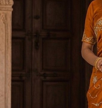Amber Orange Jardoji Saree detail 5