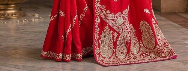 Bridal Red Jardoji Saree detail 3
