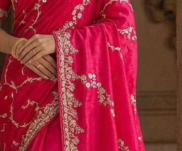 Rani Pink Jardoji Saree detail 2