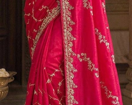 Rani Pink Jardoji Saree detail 6