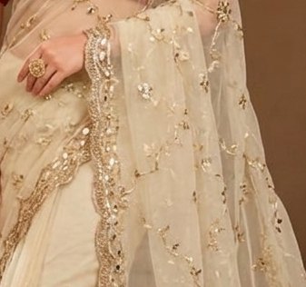 Ivory Net Sikhiya Saree detail 2