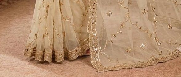 Ivory Net Sikhiya Saree detail 3