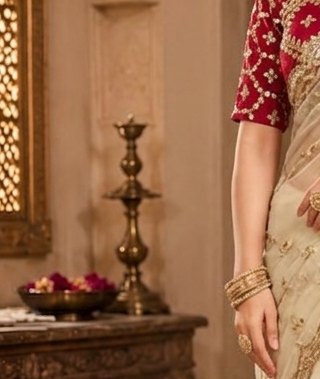 Ivory Net Sikhiya Saree detail 5