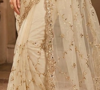 Ivory Net Sikhiya Saree detail 6
