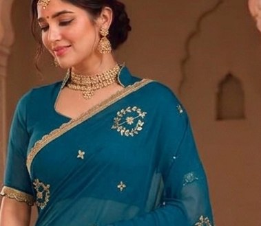 Teal Sikhiya Saree detail 4