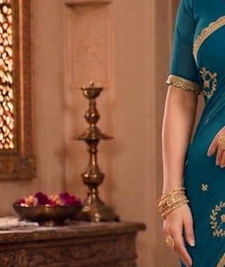 Teal Sikhiya Saree detail 5
