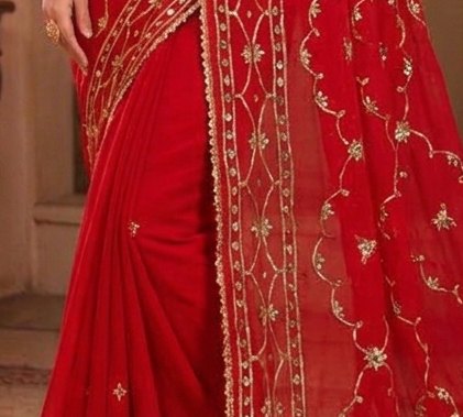 Red Sikhiya Saree detail 6