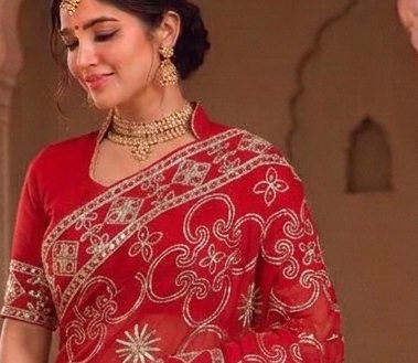 Scarlet Bloom Sikhiya Saree detail 4