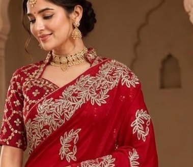 Wine Leaf Sikhiya Saree detail 4
