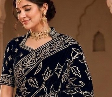 Midnight Sikhiya Saree detail 4