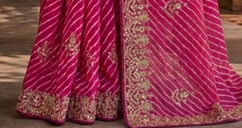 Pink Zari Lehariya Saree detail 3