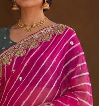 Royal Magenta Lehariya Saree detail 4