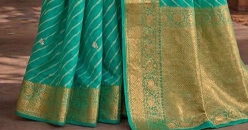 Emerald Lehariya Saree detail 3