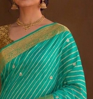 Emerald Lehariya Saree detail 4