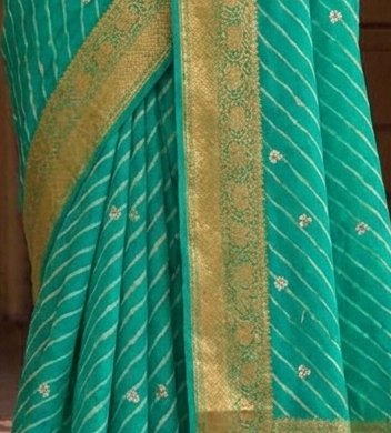 Emerald Lehariya Saree detail 6