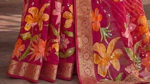 Floral Pallu Lehariya Saree detail 3